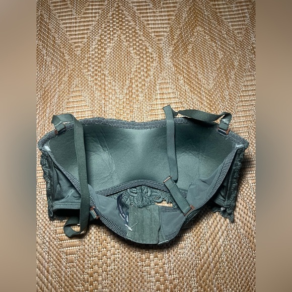 Aerie Women's Dark Green Floral Lace Bandeau Bralette, Size S - Picture 4 of 8